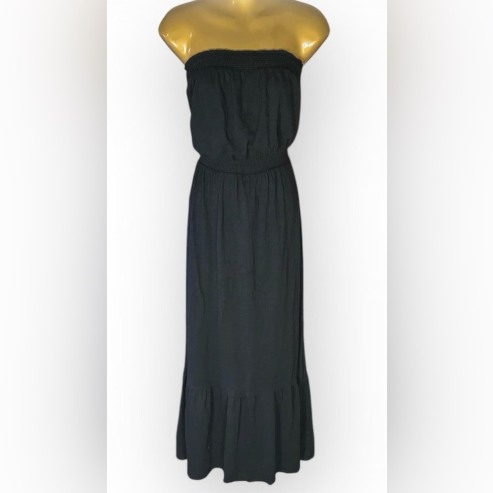 Daily Practice Anthropologie Black Maxi Dress
Strapless Ruffle Hem, Size M